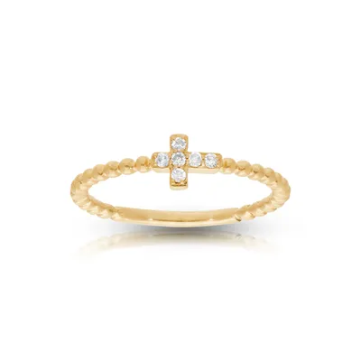 Anillo para dama en color amarillo 14K con diamantes