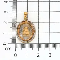 Medalla para niño en oro florentino 14K con zirconias