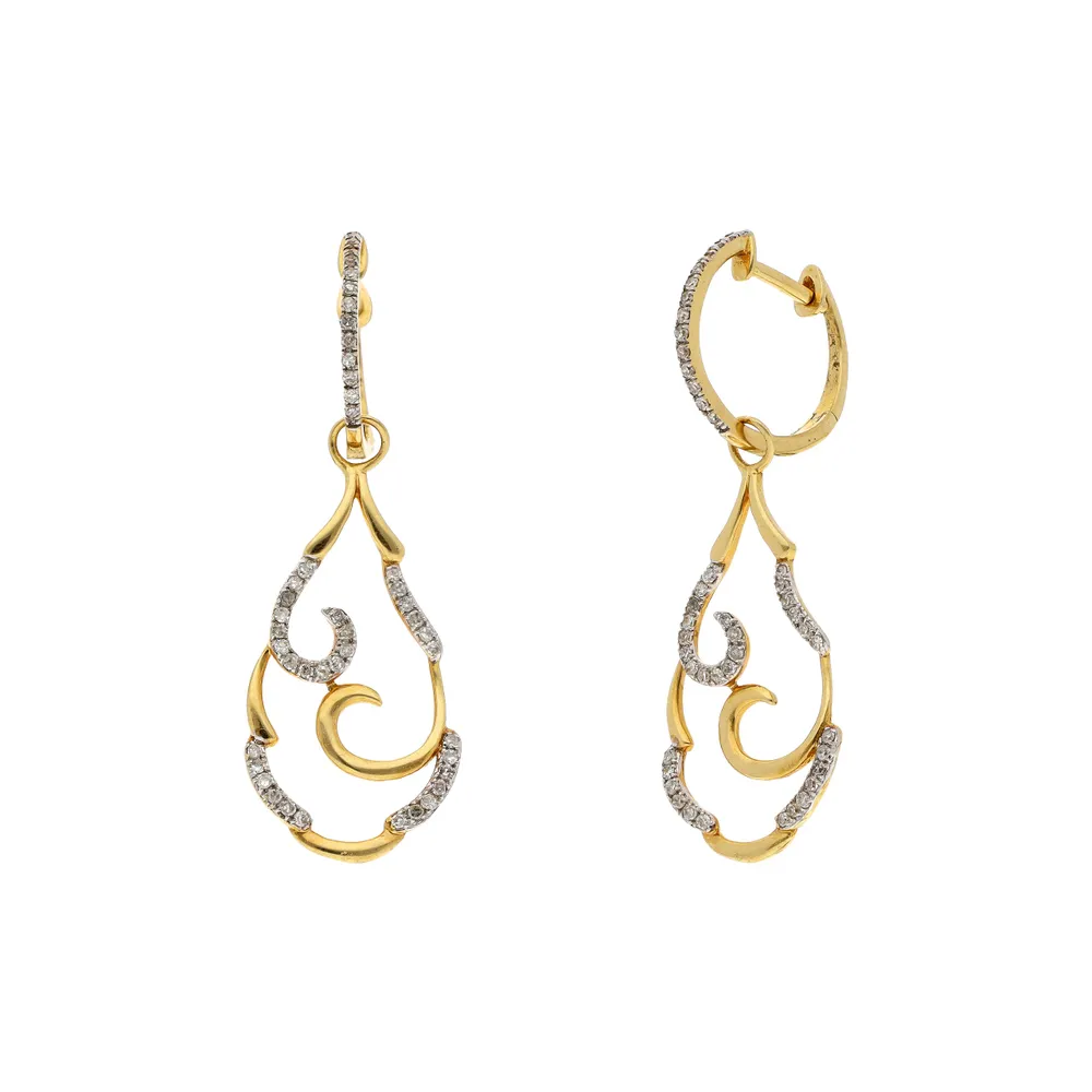 Aretes para dama en oro combinado 14K con diamantes