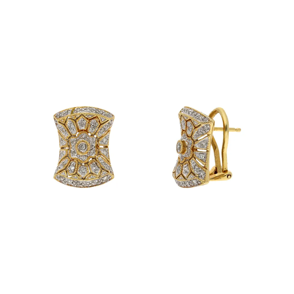 Aretes para dama en oro amarillo 14K con diamantes