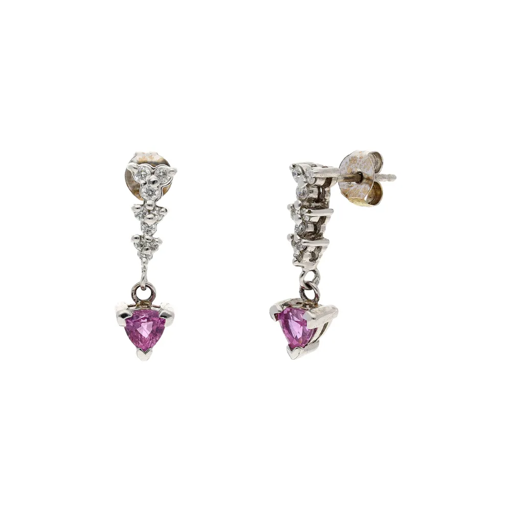 Aretes de Oro, Oro Blanco y Rosa con Diamante para Mujer