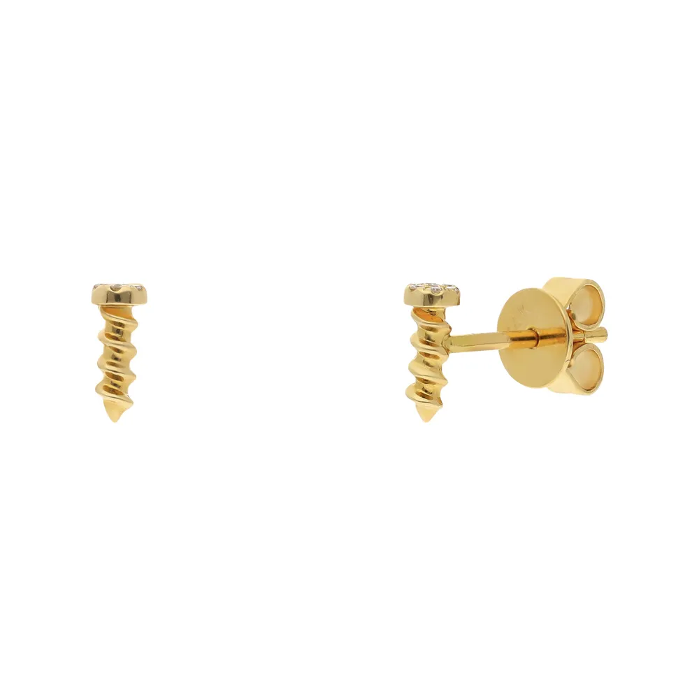 Aretes para dama en oro amarillo 14k con diamantes