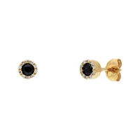 Aretes para dama en oro blanco 14k con zafiro y diamante