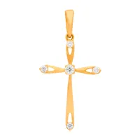 Cruz en color amarillo 14K con diamantes