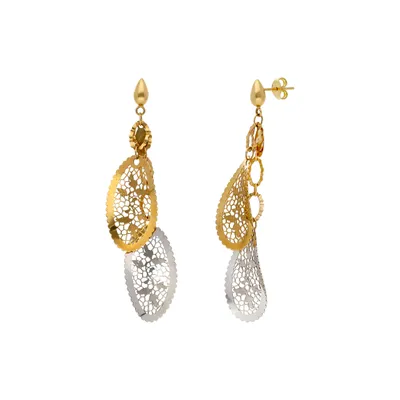 Aretes para dama en oro combinado 14K