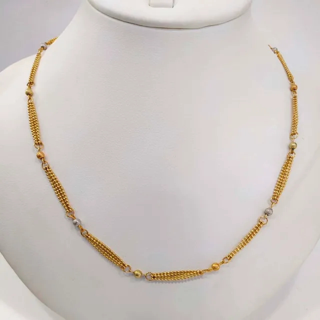 cadena de oro amarillo con diamantado platinado de 14k 60cm cal 50