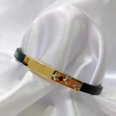 Esclava en oro amarillo 14K con caucho