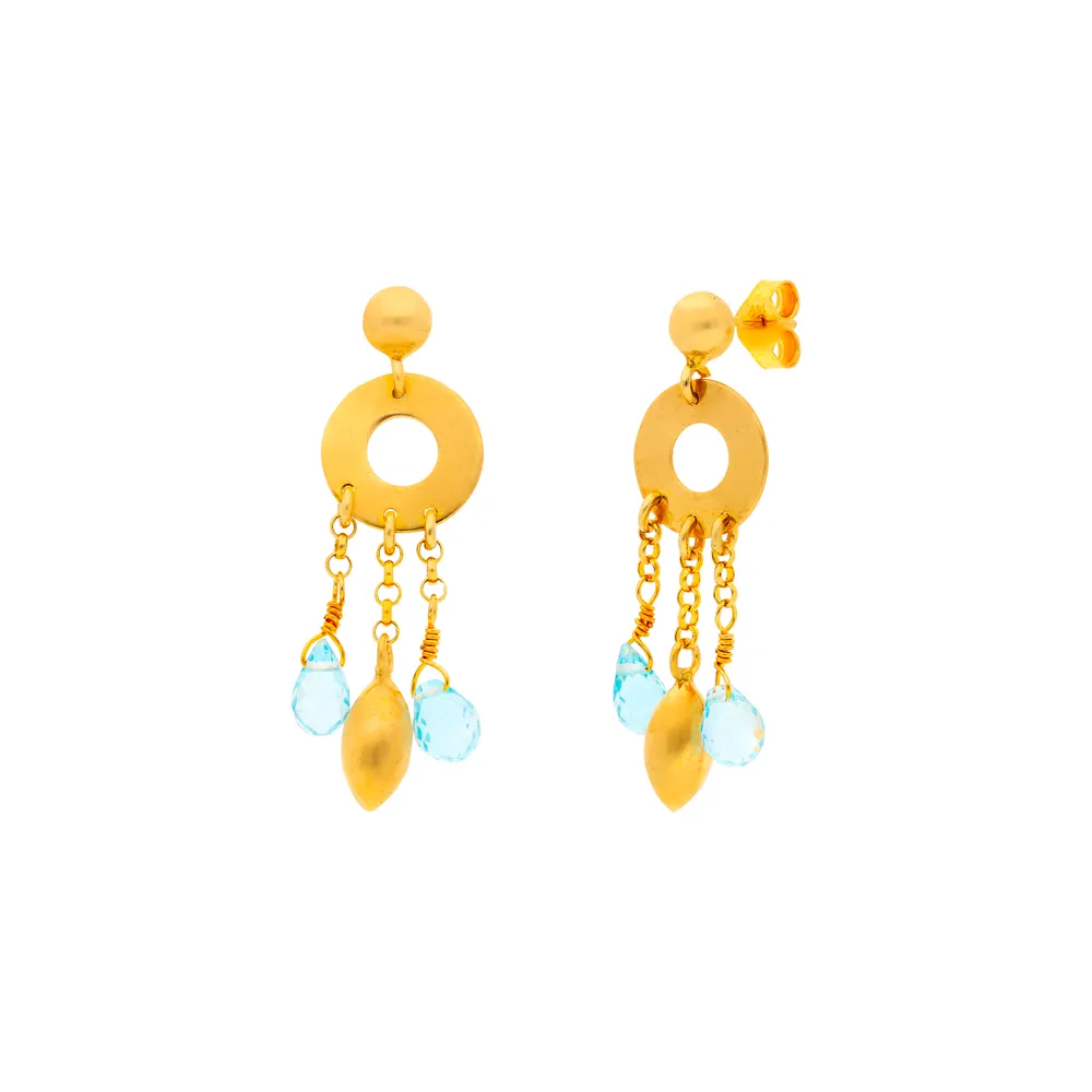 Aretes para dama en oro amarillo 14K