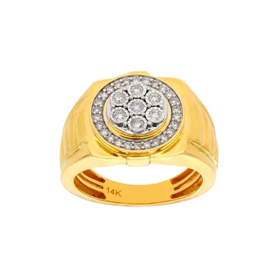 Anillo para caballero en oro amarillo 14K con Diamantes