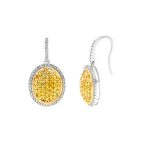 Aretes para dama en oro amarillo 14k con zafiro y diamante