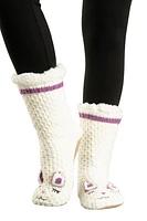 Blanc et violet - chaussettes de pantoufles confortables