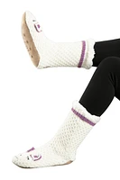 Blanc et violet - chaussettes de pantoufles confortables