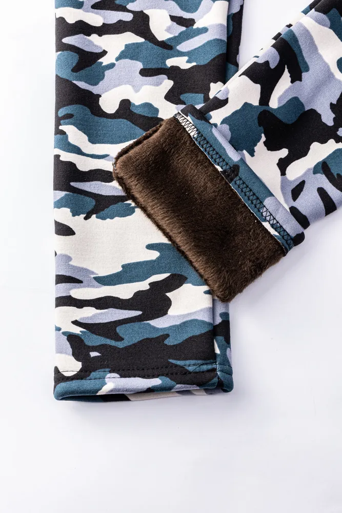 Bluish Camo - Cozy Lined Leggings