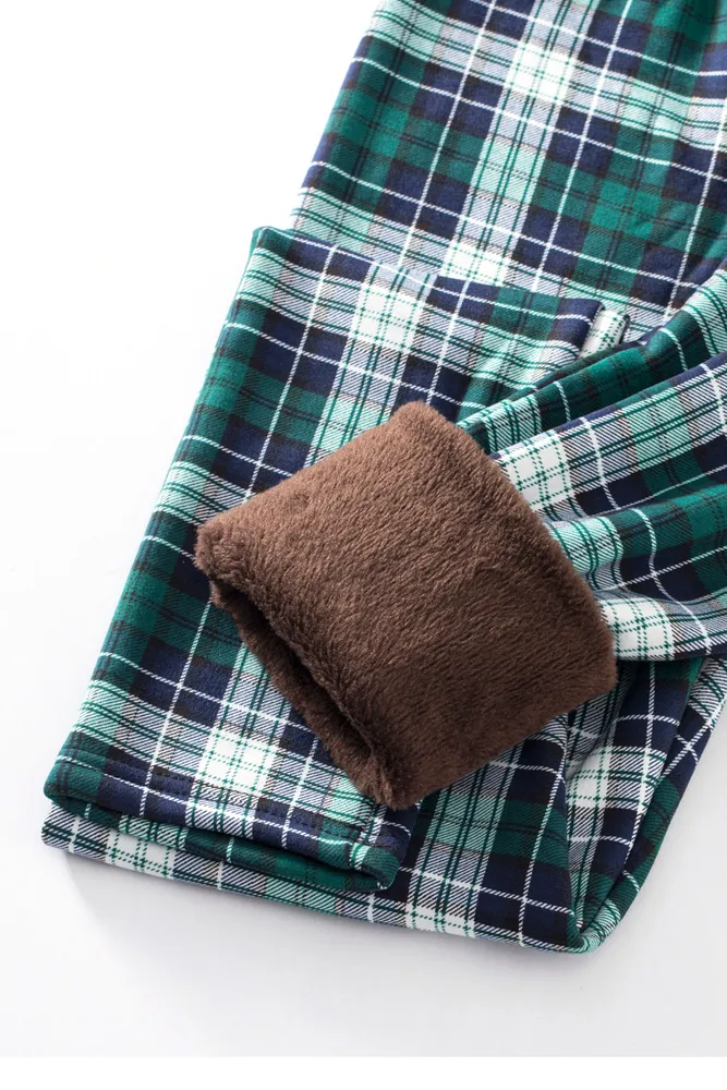 Green Checked - Cozy Lined Leggings