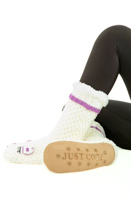 White & Purple - Cozy Slipper Socks