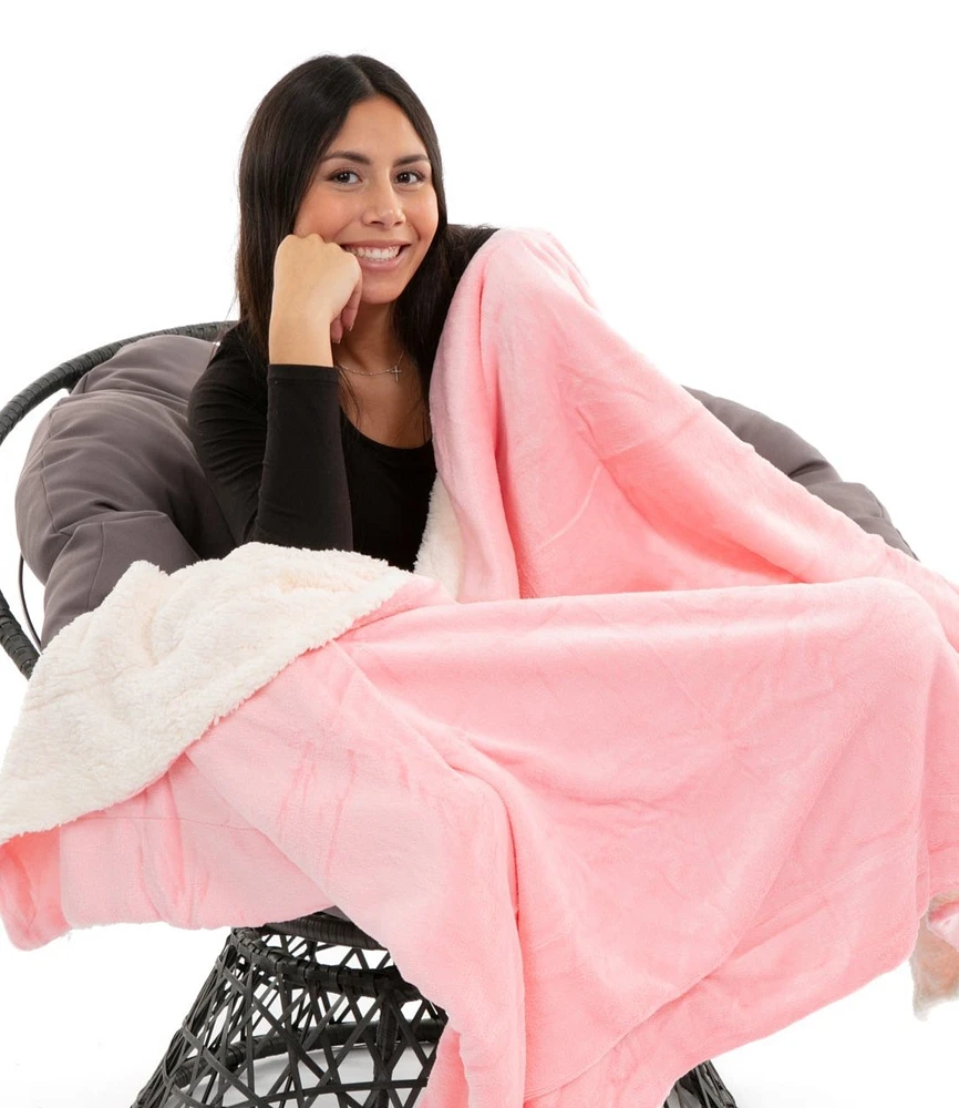 Couverture rose - sherpa