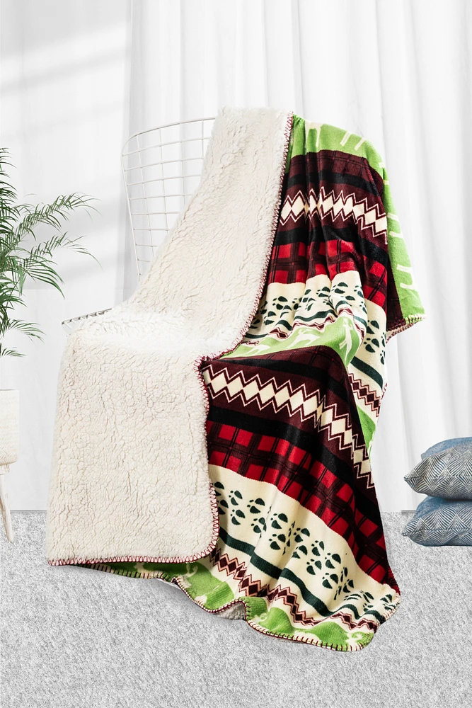 Reindeer Tracks - Sherpa Blanket