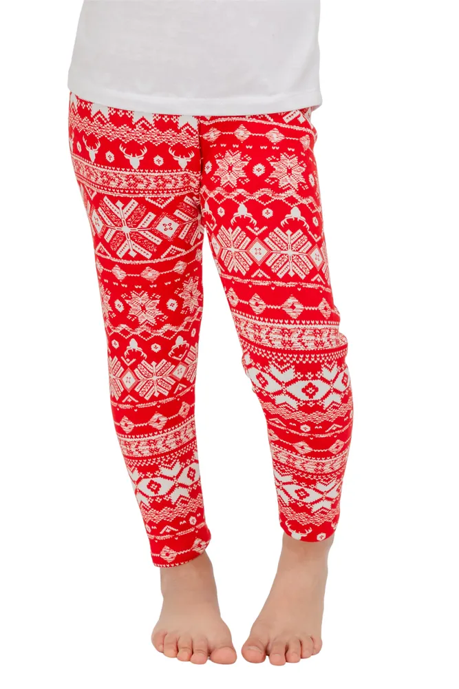 Just Cozy Fleece Lined Fair Isle Snowflake Reindeer Holiday Legging One  Size New