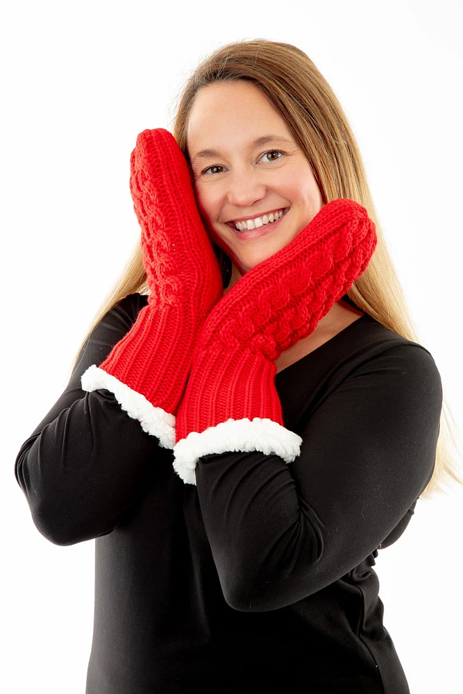 Red - Cozy Lined Mittens