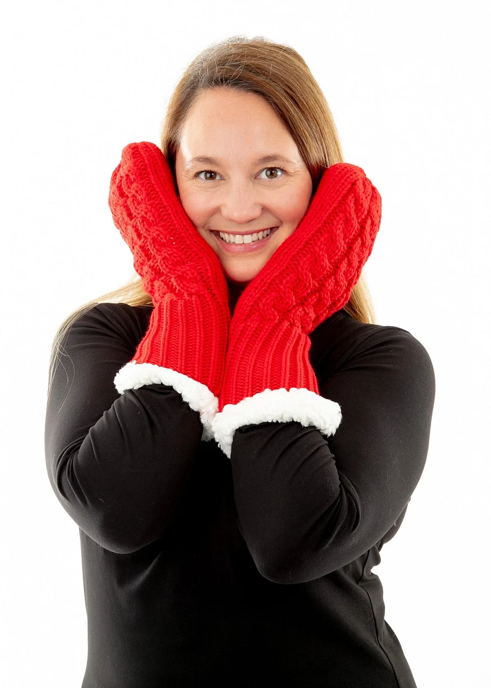 Red - Cozy Lined Mittens