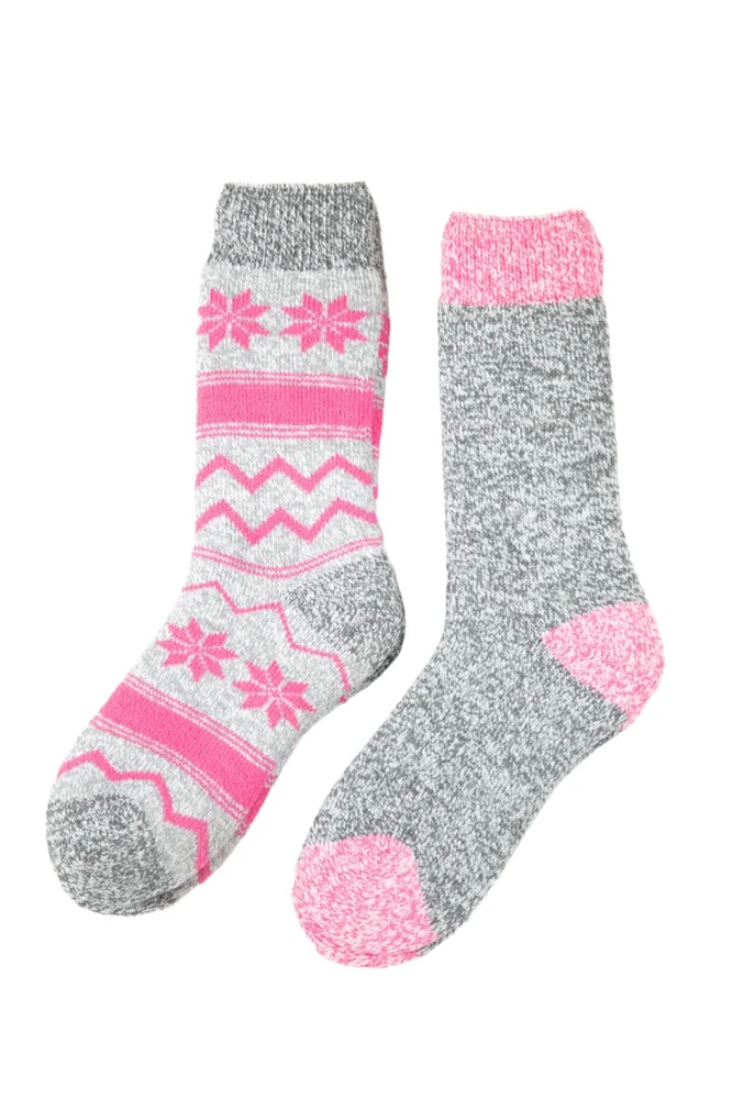 Grey & Pink Marbled - Thermal Socks