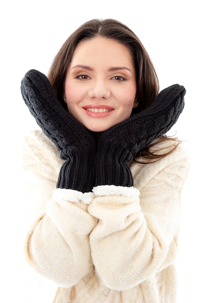 Black - Cozy Lined Mittens