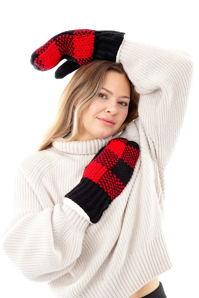 Black & Red - Cozy Lined Mittens