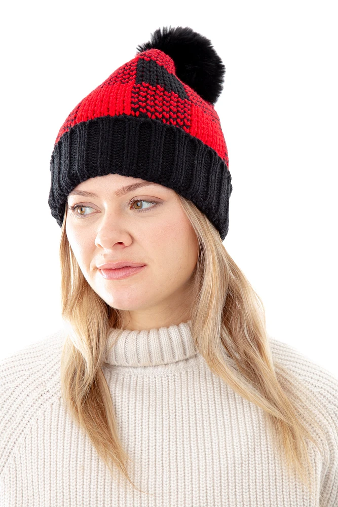 Black & Red - Cozy Lined Hat