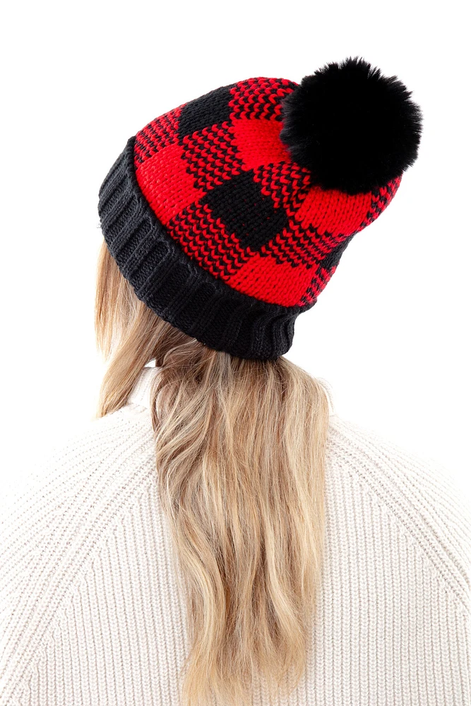 Black & Red - Cozy Lined Hat