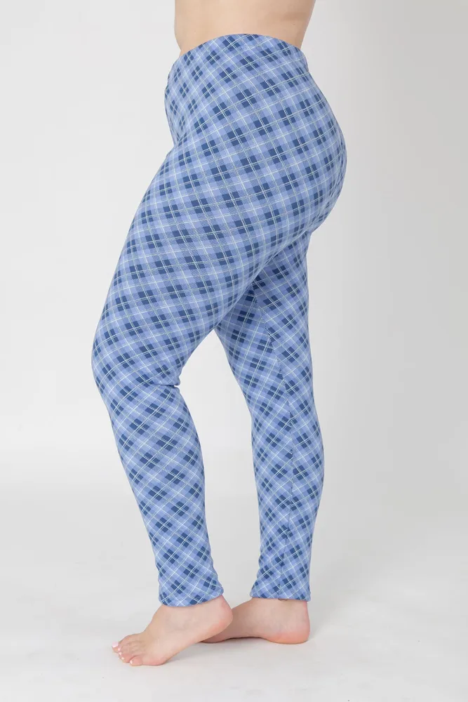 Blue Checker - Cozy Lined Leggings