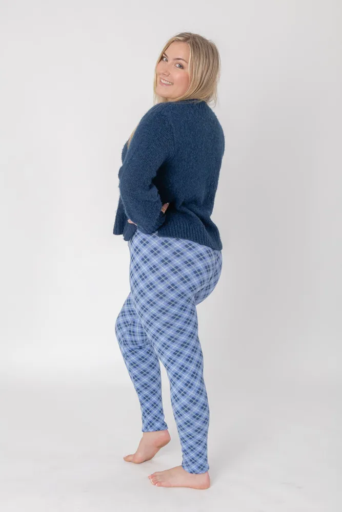 Blue Checker - Cozy Lined Leggings