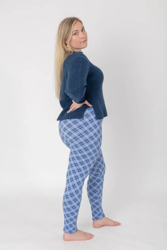 Blue Checker - Cozy Lined Leggings