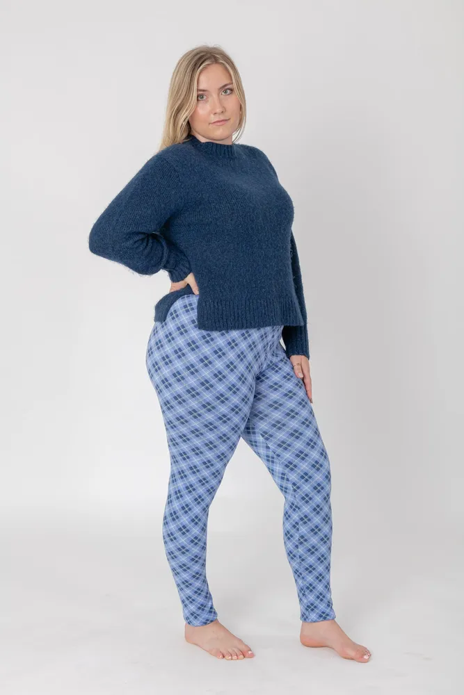 Blue Checker - Cozy Lined Leggings