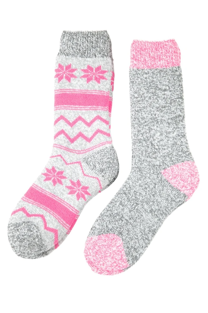 Grey & Pink Marbled - Thermal Socks