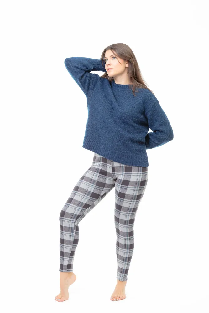 Gray Check - Cozy Lined Leggings