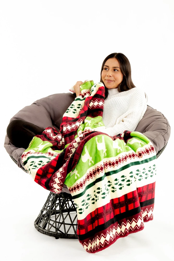 Reindeer Tracks - Sherpa Blanket