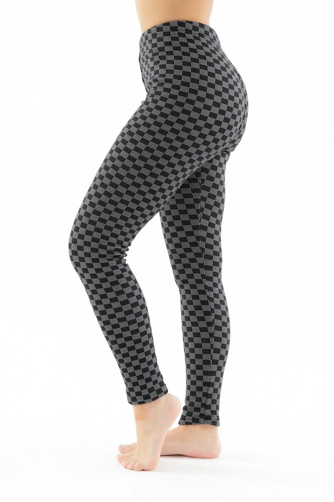 B&W Squares - Cozy Lined Leggings