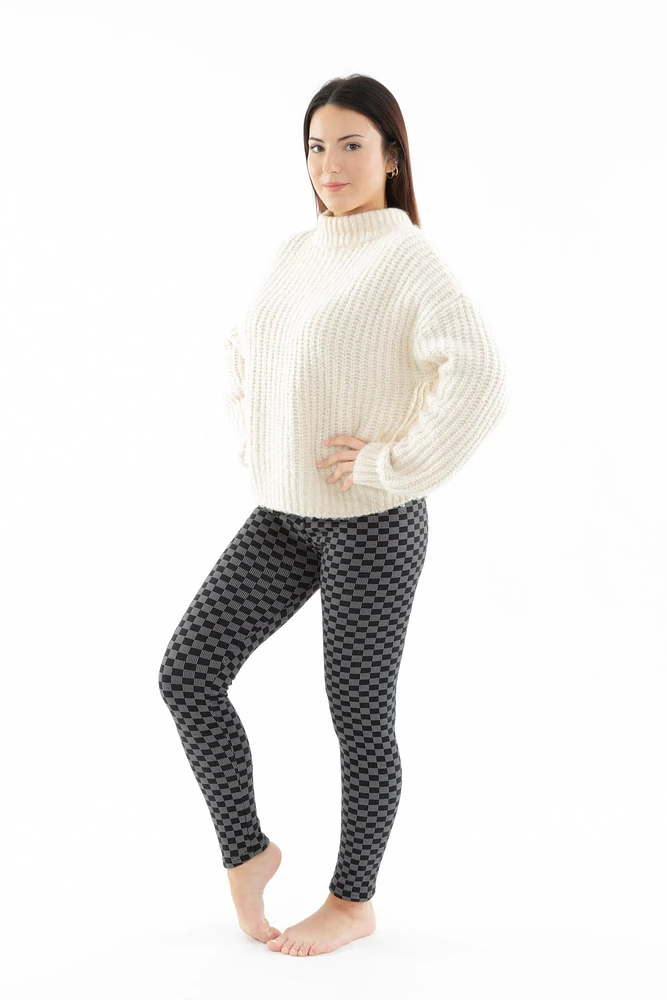 B&W Squares - Cozy Lined Leggings