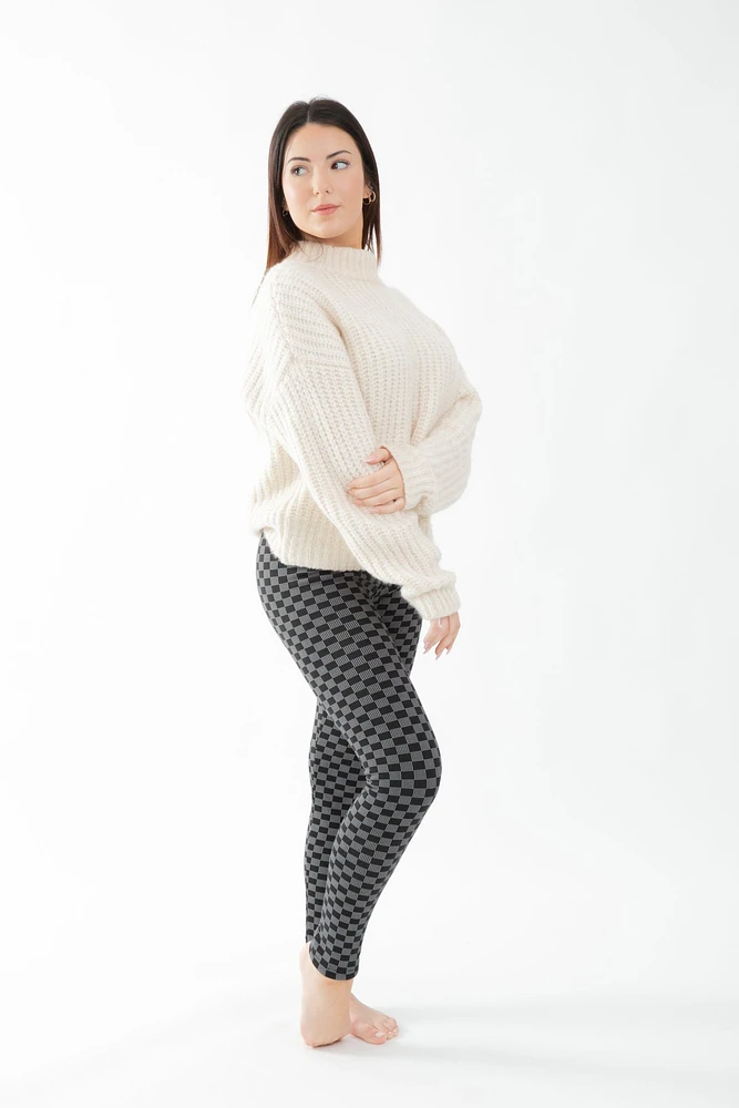 B&W Squares - Cozy Lined Leggings