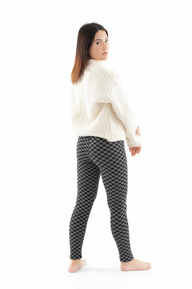 B&W Squares - Cozy Lined Leggings