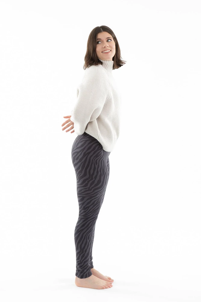 Gray Zebra - Cozy Lined Leggings