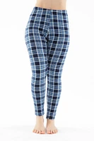 Blue Plaid - Cozy Lined Leggings