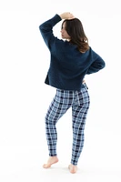 Blue Plaid - Cozy Lined Leggings