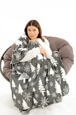 Gray Snowflake - Sherpa Blanket