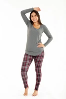 Red & Grey Plaid - Cozy Lined Leggings