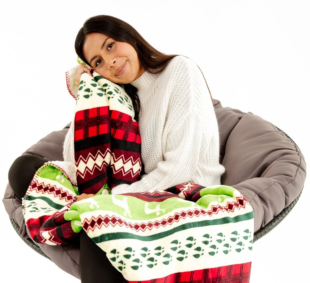 Reindeer Tracks - Sherpa Blanket