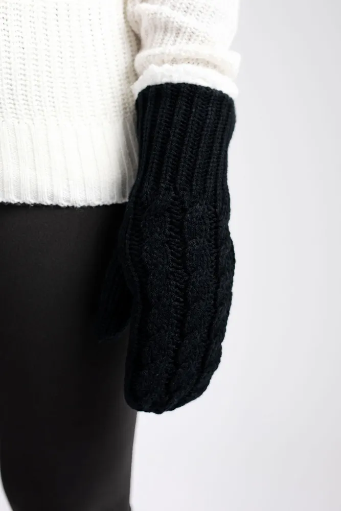 Black - Cozy Lined Mittens