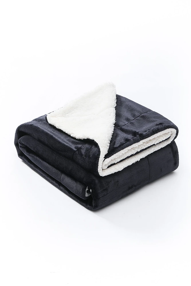 Navy - couverture sherpa