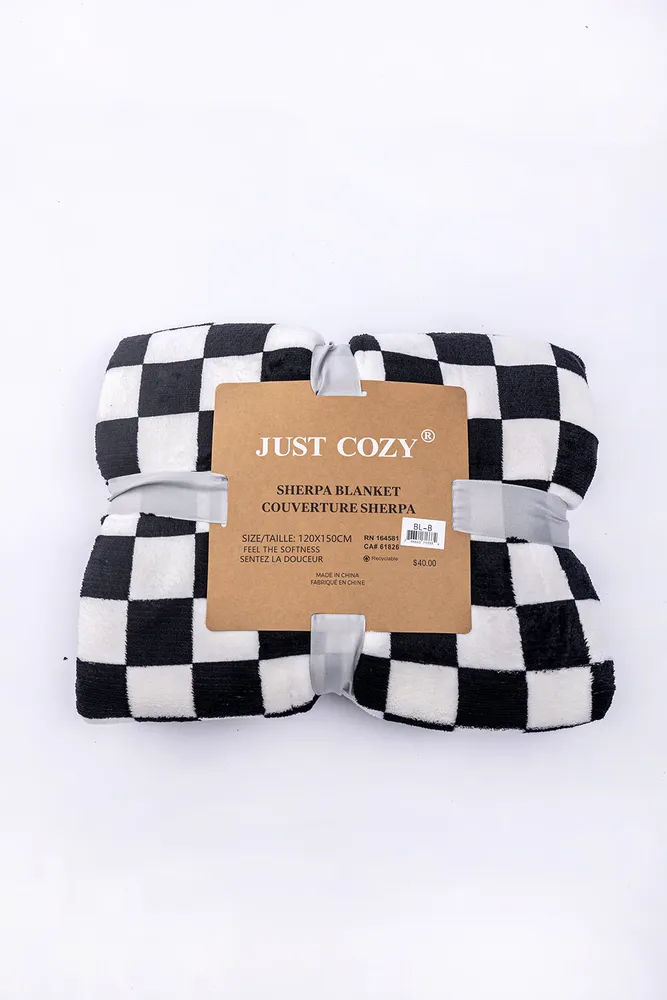 B&W Plaid - Sherpa Blanket