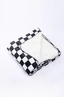 B&W Plaid - Sherpa Blanket